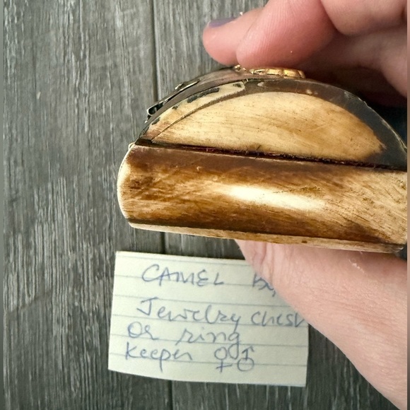 Vintage Camel Bone Indian hand made Treasure Chest Trinket Box Brass Lined 3”x2" - Picture 5 of 7